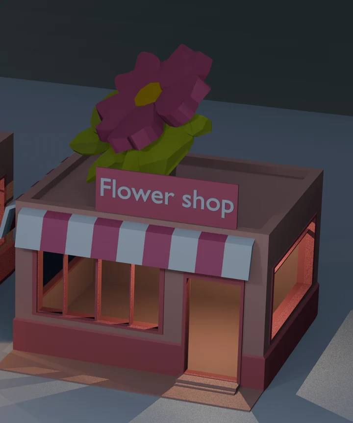 Plain Flower Shop building with a clean roof and no pre-arranged exterior detail set.